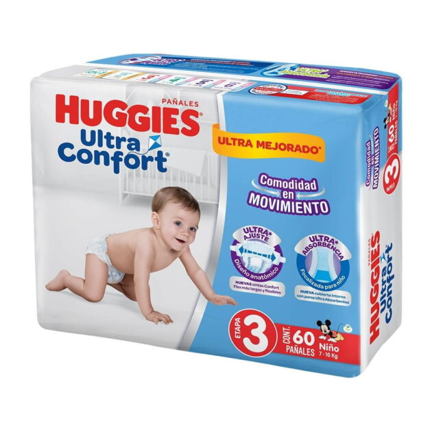 Pañales Huggies UltraConfort etapa 3 niño 60 piezas - Image 2
