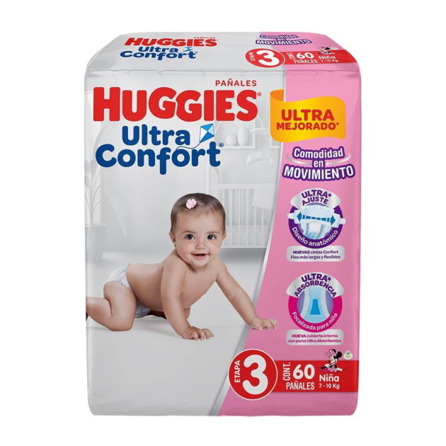 Pañales Huggies UltraConfort etapa 3 niña 60 piezas - Image 2
