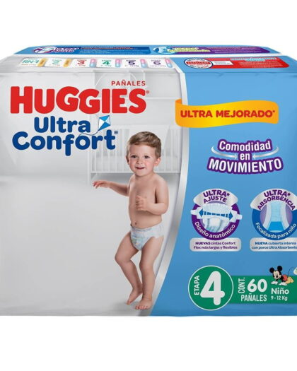 Pañales Huggies UltraConfort etapa 4 niño 60 piezas