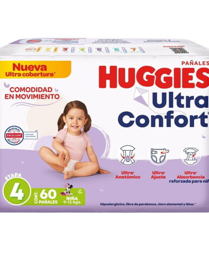 Pañales Huggies UltraConfort etapa 4 niña 60 piezas