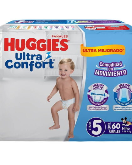 Pañales Huggies UltraConfort etapa 5 niño 60 piezas