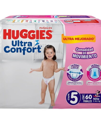 Pañales Huggies UltraConfort etapa 5 niña 60 piezas
