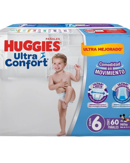 Pañales Huggies UltraConfort etapa 6 niño 60 piezas