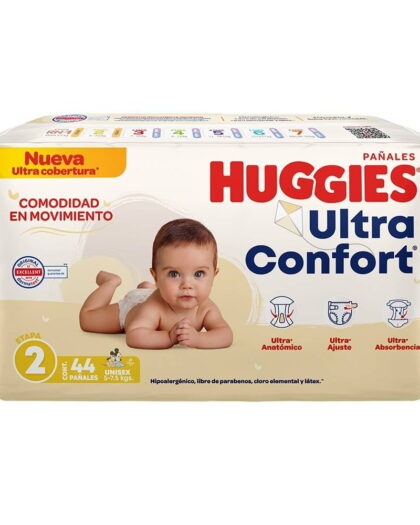 Pañales Huggies UltraConfort etapa 2 unisex 44 piezas