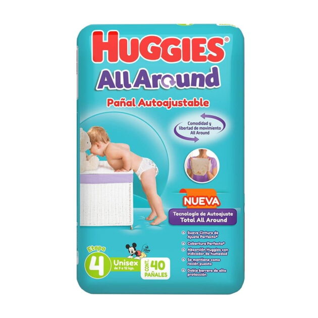 Pañales Huggies All Around autoajustables etapa 4 unisex 40 piezas - Image 4