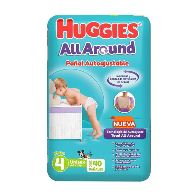 Pañales Huggies All Around autoajustables etapa 4 unisex 40 piezas