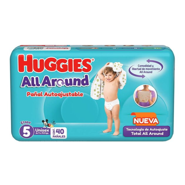Pañales Huggies All Around autoajustables etapa 5 unisex 40 piezas - Image 3
