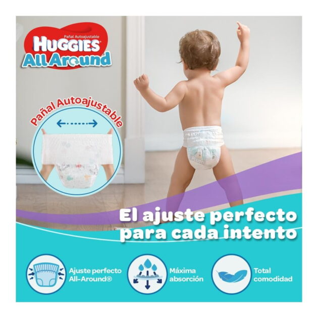 Pañales Huggies All Around Autoajustable Etapa 5 Unisex 160pz - Image 2