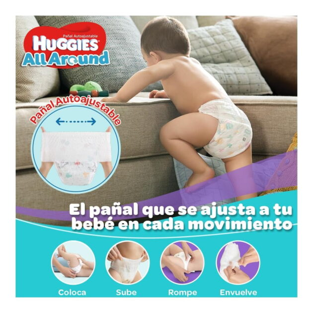 Pañales Huggies All Around Autoajustable Etapa 5 Unisex 160pz - Image 3