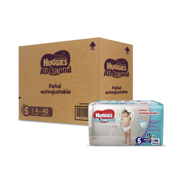 Pañales Huggies All Around Autoajustable Etapa 5 Unisex 160pz