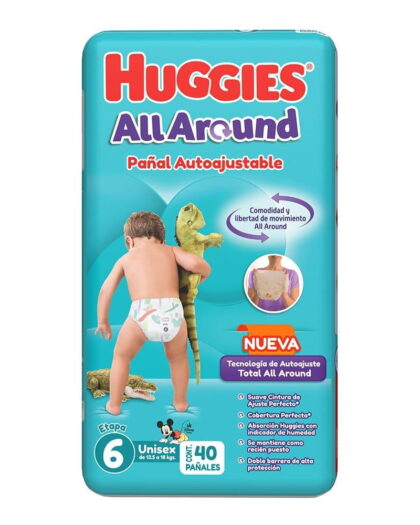 Pañales Huggies All Around autoajustables etapa 6 unisex 40 piezas