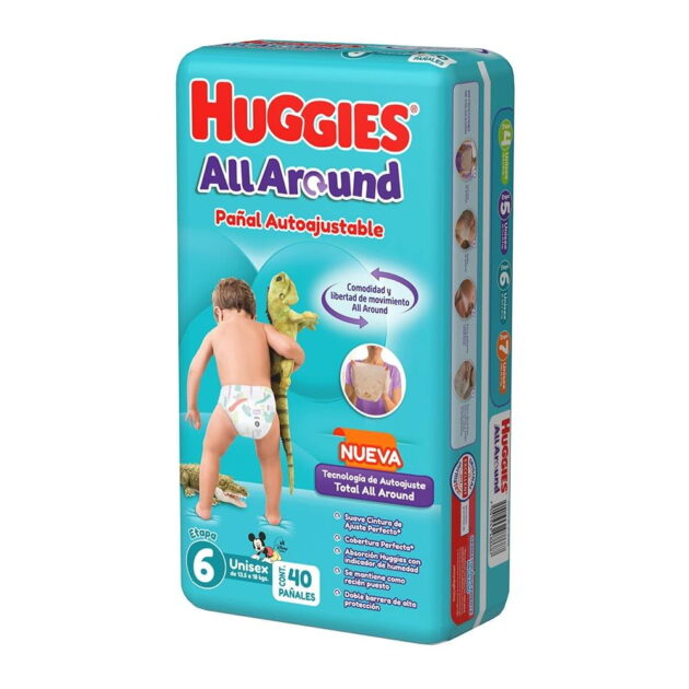 Pañales Huggies All Around autoajustables etapa 6 unisex 40 piezas - Image 2