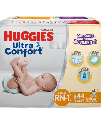 Pañales Huggies UltraConfort etapa 1 recién nacido unisex 44 piezas
