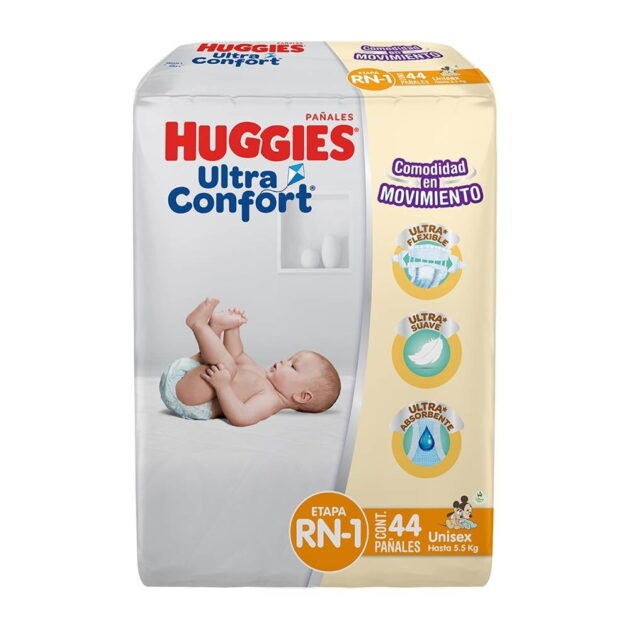 Pañales Huggies UltraConfort etapa 1 recién nacido unisex 44 piezas - Image 3
