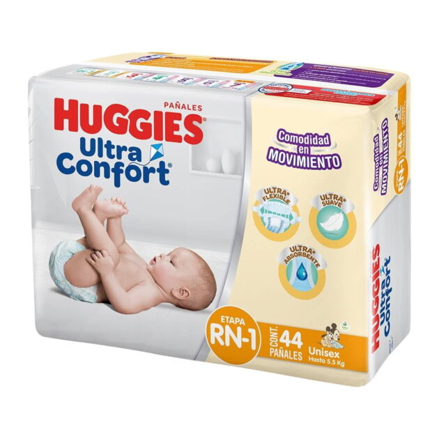 Pañales Huggies UltraConfort etapa 1 recién nacido unisex 44 piezas - Image 2