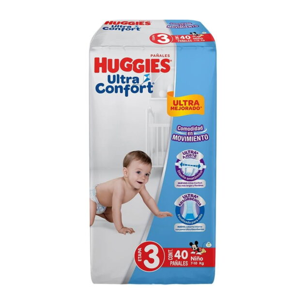 Pañales Huggies UltraConfort etapa 3 niño 40 piezas - Image 3