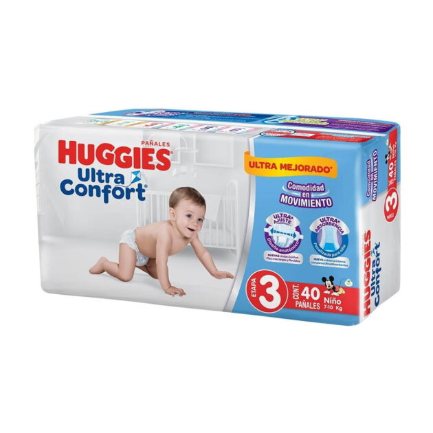 Pañales Huggies UltraConfort etapa 3 niño 40 piezas - Image 2