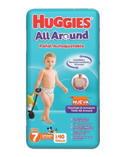 Pañales Huggies All Around autoajustables etapa 7 unisex 40 piezas
