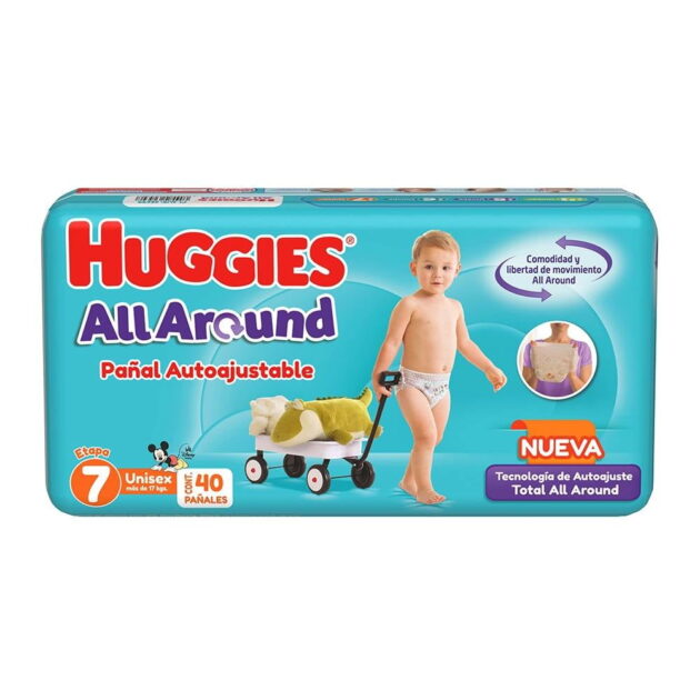 Pañales Huggies All Around autoajustables etapa 7 unisex 40 piezas - Image 3