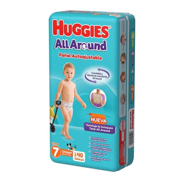 Pañales Huggies All Around autoajustables etapa 7 unisex 40 piezas - Image 2