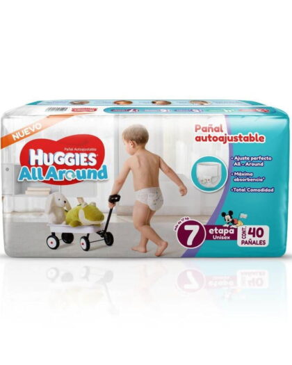 Pañales Huggies All Around Autoajustable Etapa 7 Unisex 160pz