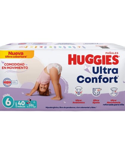 Huggies UltraConfort Pañales Etapa 6 para Niña, 40 Piezas