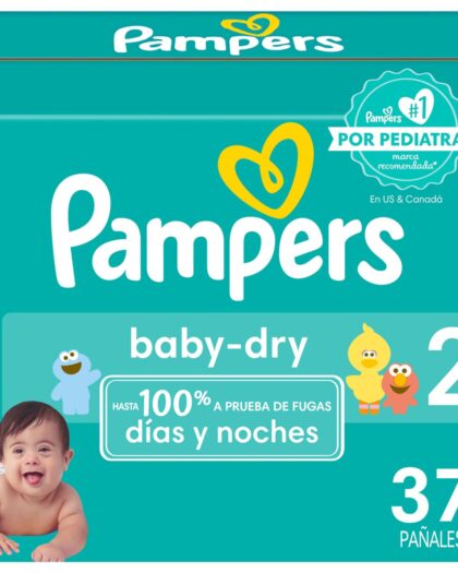 Pampers Baby Dry - Pañales Etapa 2, 37 Piezas. Para bebés de 5 a 8 Kg.