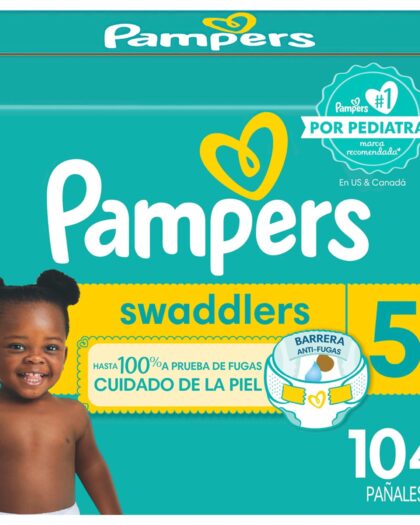Pampers Swaddlers - Pañales Etapa 5, 104 Piezas. Para bebés de 12+ Kg.