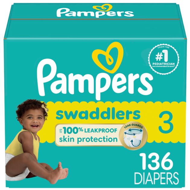 Pampers Swaddlers – Pañales Etapa 3, 136 Piezas (para bebés de 7 a 13 kg)