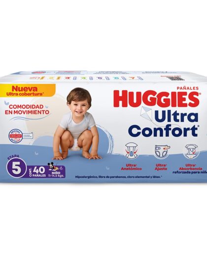 Huggies UltraConfort Pañales Etapa 5 para Niño, 40 Piezas