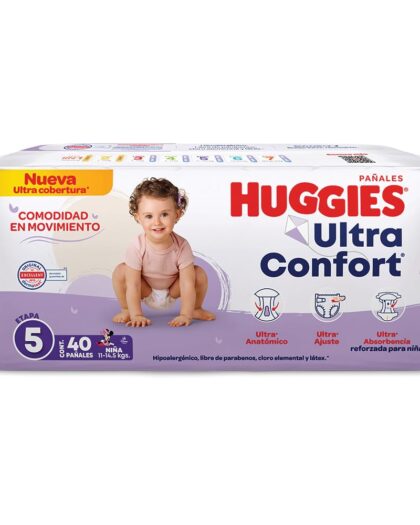 Huggies UltraConfort Pañales Etapa 5 para Niña, 40 Piezas