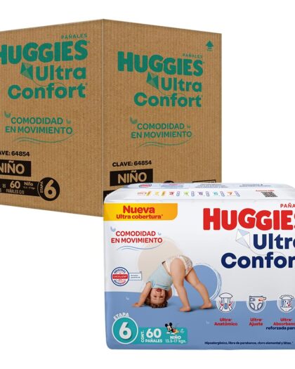 Huggies Ultra Confort Pañales Etapa 6 para Niño, 180 Piezas