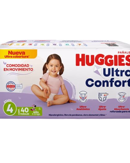 Huggies UltraConfort Pañales Etapa 4 para Niña, 40 Piezas