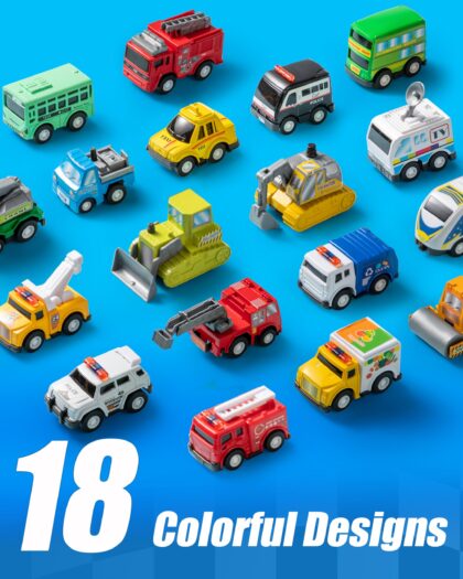 Set de 18 Coches y Camiones de Fricción JOYIN para Niños