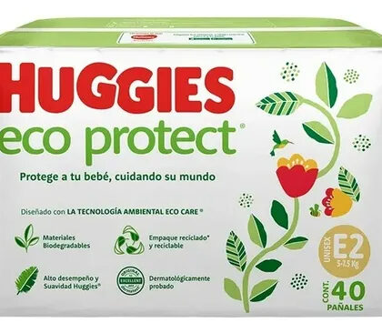 Pañal Huggies Eco Protect Etapa 2 Unisex – paquete de 40 pañales (5–7.5 kg)