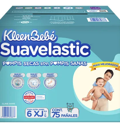 PañPañales KleenBebé Suavelastic Etapa 6 Unisex 75 Piezas